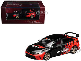 Honda Civic Type R FL5 RHD Right Hand Drive ADVAN Black and Red 1/64 Diecast Model Car MotorHelix M65341