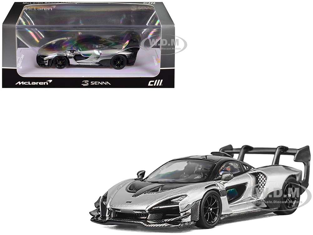 McLaren Senna GTR Silver Gray Metallic with Carbon Hood and Black