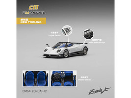 Pagani Zonda F Pearl White with Black Top 1/64 Diecast Model Car CM Model CM64-ZONDAF-01