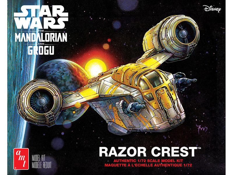 Skill 2 Model Kit Razor Crest Spaceship Star Wars The Mandalorian 1/72 Scale Model AMT AMT1561M