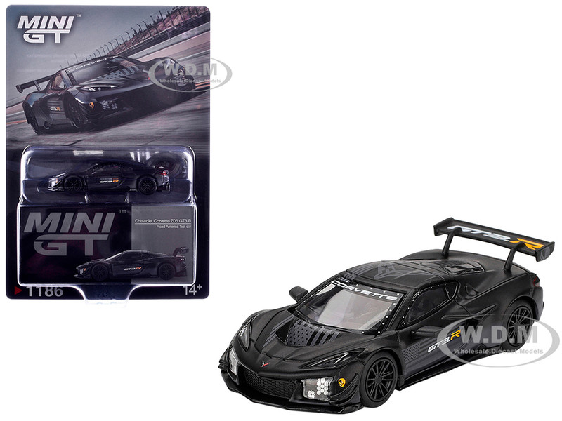 Chevrolet Corvette Z06 GT3 R Road America Test Car Black with Graphics Limited Edition 1/64 Diecast Model Car Mini GT MGT01186