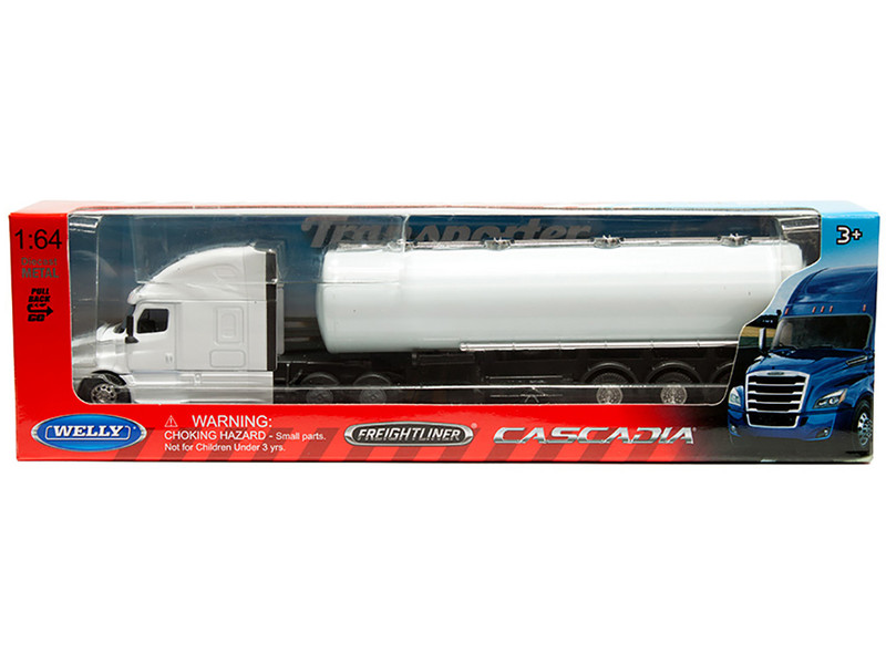 Freightliner Cascadia Oil Tanker Plain White Transporter Series 1/64 Diecast Model Welly 68062W-WH