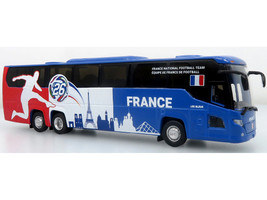 Scania Touring HD Coach Bus France National Football Team Blue with Graphics International Federation of the Global Game Series Limited Edition to 504 pieces Worldwide 1/87 (HO) Diecast Model Iconic Replicas 87-0717