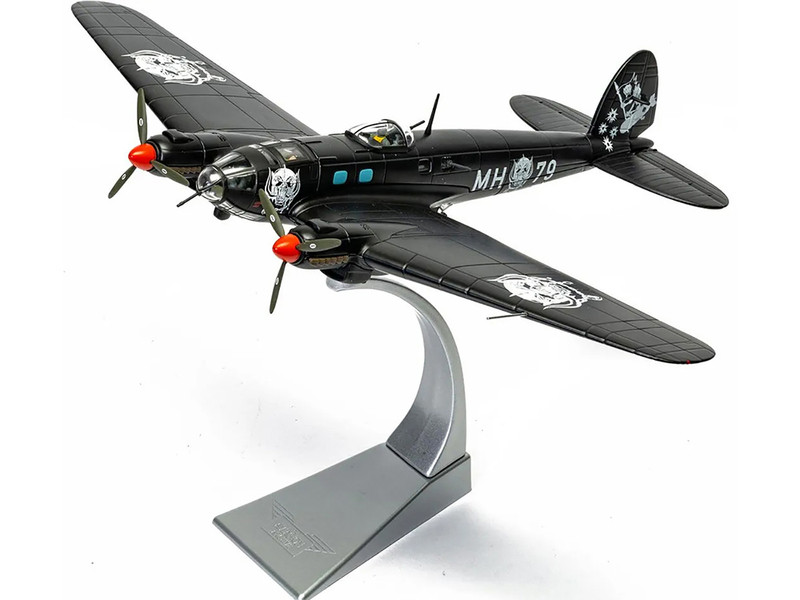 Heinkel He III Bomber Aircraft Motorhead Black with Graphics 1/72 Diecast Model Corgi CC33719