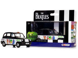 The Beatles London Taxi RHD Right Hand Drive Ob La Di Ob La Da Black and White with Graphics Diecast Model Car Corgi CC85931