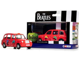 The Beatles London Taxi RHD Right Hand Drive Christmas Taxi Red with Graphics Diecast Model Car Corgi CC85933