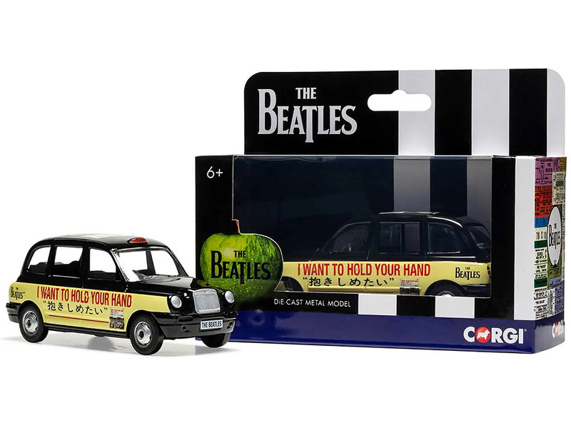 The Beatles London Taxi RHD Right Hand Drive I Want To Hold Your Hand Black and Cream with Graphics Diecast Model Car Corgi CC85934