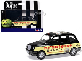The Beatles London Taxi RHD Right Hand Drive I Want To Hold Your Hand Black and Cream with Graphics Diecast Model Car Corgi CC85934