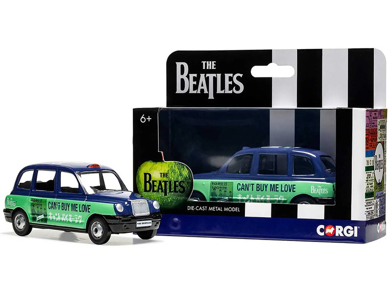 The Beatles London Taxi RHD Right Hand Drive Can t Buy Me Love Blue and Green with Graphics Diecast Model Car Corgi CC85935