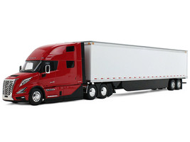 Volvo VNL 860 High Roof Sleeper and 53 Trailer with Skirts Red with White Trailer 1/50 Diecast Model First Gear 50-3515