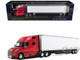 Volvo VNL 860 High Roof Sleeper and 53 Trailer with Skirts Red with White Trailer 1/50 Diecast Model First Gear 50-3515