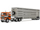 Freightliner COE and 45 Wilson Vintage Livestock Trailer Orange with Stripes 1/64 Diecast Model DCP/First Gear 60-2290 Freightliner COE and 45 Wilson Vintage Livestock Trailer Orange with Stripes 1/64 Diecast Model DCP/First Gear 60-2290