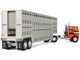 Freightliner COE and 45 Wilson Vintage Livestock Trailer Orange with Stripes 1/64 Diecast Model DCP/First Gear 60-2290 Freightliner COE and 45 Wilson Vintage Livestock Trailer Orange with Stripes 1/64 Diecast Model DCP/First Gear 60-2290