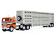 Freightliner COE and 45 Wilson Vintage Livestock Trailer Orange with Stripes 1/64 Diecast Model DCP/First Gear 60-2290 Freightliner COE and 45 Wilson Vintage Livestock Trailer Orange with Stripes 1/64 Diecast Model DCP/First Gear 60-2290
