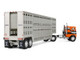 Freightliner COE and 45 Wilson Vintage Livestock Trailer Orange with Stripes 1/64 Diecast Model DCP/First Gear 60-2290 Freightliner COE and 45 Wilson Vintage Livestock Trailer Orange with Stripes 1/64 Diecast Model DCP/First Gear 60-2290