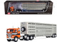 Freightliner COE and 45 Wilson Vintage Livestock Trailer Orange with Stripes 1/64 Diecast Model DCP/First Gear 60-2290 Freightliner COE and 45 Wilson Vintage Livestock Trailer Orange with Stripes 1/64 Diecast Model DCP/First Gear 60-2290