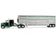 Ford LTL 9000 with 60 Flat Top Sleeper and 45 Wilson Vintage Livestock Trailer Black and Green 1/64 Diecast Model DCP/First Gear 60-2294
