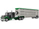 Ford LTL 9000 with 60 Flat Top Sleeper and 45 Wilson Vintage Livestock Trailer Black and Green 1/64 Diecast Model DCP/First Gear 60-2294