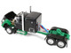 Ford LTL 9000 with 60 Flat Top Sleeper and 45 Wilson Vintage Livestock Trailer Black and Green 1/64 Diecast Model DCP/First Gear 60-2294