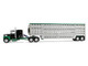 Ford LTL 9000 with 60 Flat Top Sleeper and 45 Wilson Vintage Livestock Trailer Black and Green 1/64 Diecast Model DCP/First Gear 60-2294 Ford LTL 9000 with 60 Flat Top Sleeper and 45 Wilson Vintage Livestock Trailer Black and Green 1/64 Diecast Model DCP/First Gear 60-2294