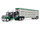 Ford LTL 9000 with 60 Flat Top Sleeper and 45 Wilson Vintage Livestock Trailer Black and Green 1/64 Diecast Model DCP/First Gear 60-2294 Ford LTL 9000 with 60 Flat Top Sleeper and 45 Wilson Vintage Livestock Trailer Black and Green 1/64 Diecast Model DCP/First Gear 60-2294