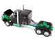 Ford LTL 9000 with 60 Flat Top Sleeper and 45 Wilson Vintage Livestock Trailer Black and Green 1/64 Diecast Model DCP/First Gear 60-2294 Ford LTL 9000 with 60 Flat Top Sleeper and 45 Wilson Vintage Livestock Trailer Black and Green 1/64 Diecast Model DCP/First Gear 60-2294