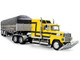 Ford LTL 9000 with 60 Aerodyne Sleeper and 53 Wilson Roadbrute Flatbed Trailer with Covered Wagon Yellow with Black Stripes 1/64 Diecast Model DCP/First Gear 60-2295 Ford LTL 9000 with 60 Aerodyne Sleeper and 53 Wilson Roadbrute Flatbed Trailer with Covered Wagon Yellow with Black Stripes 1/64 Diecast Model DCP/First Gear 60-2295