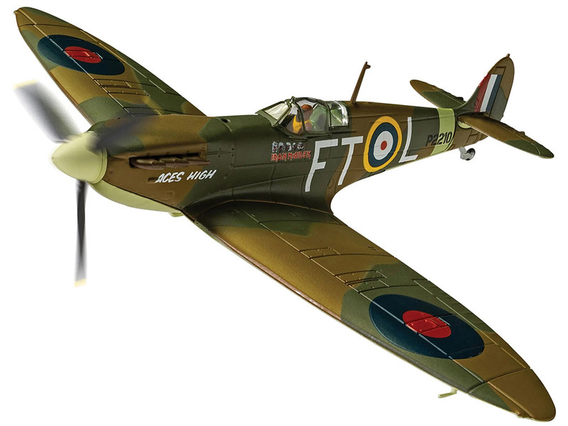 Supermarine Spitfire Mk.II Fighter Aircraft "Iron Maiden 'Aces High'" Green Camouflage with Graphics 1/72 Diecast Model by Corgi