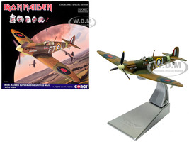 Supermarine Spitfire Mk.II Fighter Aircraft Iron Maiden 'Aces High Green Camouflage with Graphics 1/72 Diecast Model Corgi CC39215