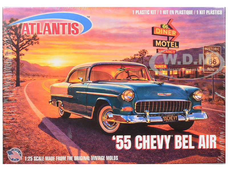 Skill 3 Model Kit 1955 Chevrolet Bel Air Hardtop Route 66 1/25 Scale Model Atlantis ALM-1374