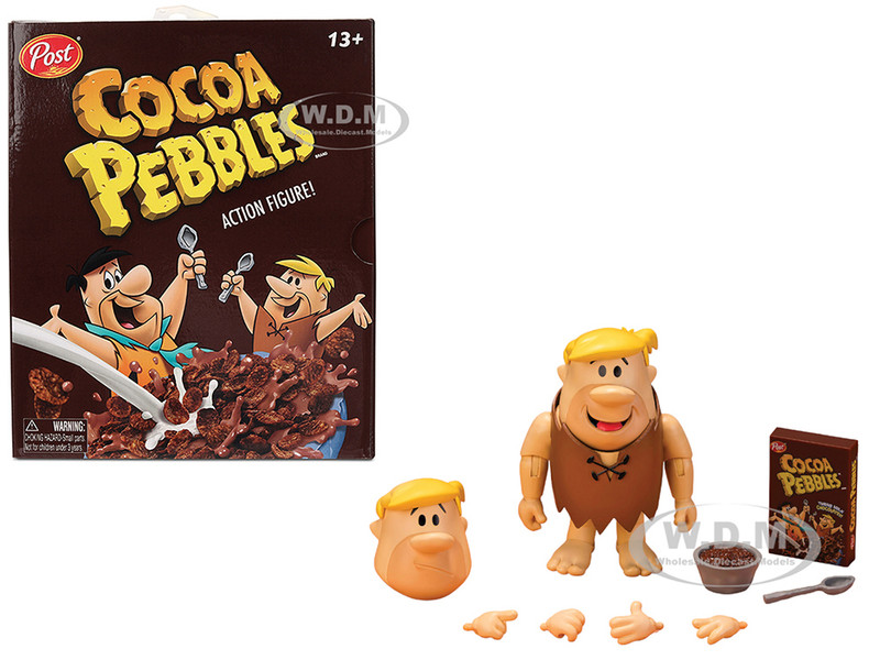 Barney Rubble 4 5 Moveable Figure with Accessories and Alternate Head and Hands The Flintstones Post Cocoa Pebbles Model Jada 35980