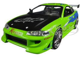 Brian s Mitsubishi Eclipse Green with Black Hood and Graphics The Fast and The Furious 2001 Movie 25 Years of Fast & Furious Series 1/24 Diecast Model Car Jada 97603-25TH
