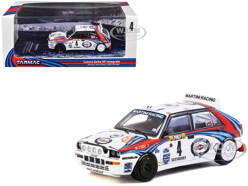 Lancia Delta HF Integrale #4 Didier Auriol Bernard Occelli Martini Racing Winner Monte Carlo Rally 1992 Hobby64 Series 1/64 Diecast Model Car Tarmac Works T64-049-92MCR04