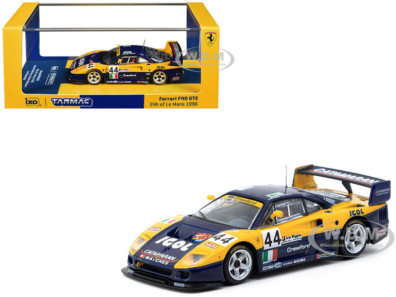 Ferrari F40 GTE #44 Luciano Della Noce Anders Olofsson Carl Rosenblad 24 Hours of Le Mans 1996 Hobby64 Series 1/64 Diecast Model Car Tarmac Works T64-088-96LM44