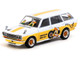 Datsun Bluebird 510 Wagon Ohige no Pon White with Orange Stripes and Graphics Global64 Series 1/64 Diecast Model Tarmac Works T64G-026-ONP