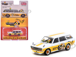 Datsun Bluebird 510 Wagon Ohige no Pon White with Orange Stripes and Graphics Global64 Series 1/64 Diecast Model Tarmac Works T64G-026-ONP