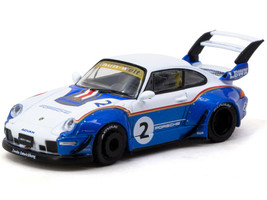 RWB 993 #2 Liberty Walk White and Blue Metallic with Container Packaging Hobby64 Series 1/64 Diecast Model Car Tarmac Works T64-TL017-LBWK2