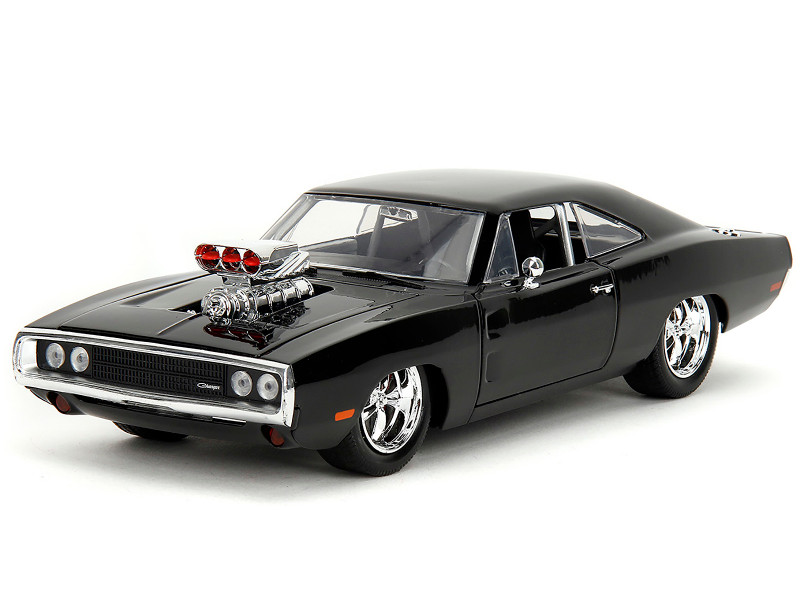 1970 Dodge Charger Black with Race Interior The Fast and the Furious 2001 Movie 25 Years of Fast & Furious Series 1/24 Diecast Model Car Jada 35421-25TH