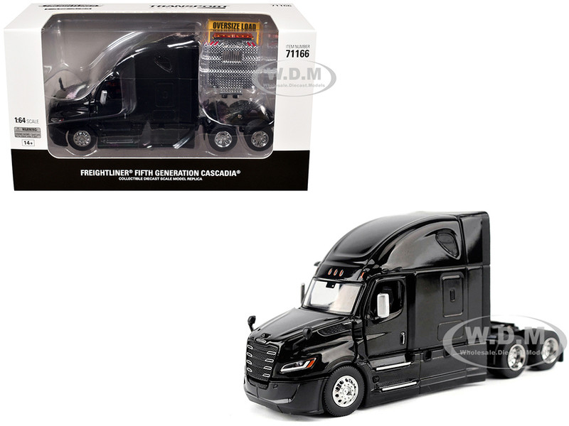 2025 Freightliner Cascadia Gen 5 Sleeper Cab Truck Tractor Night Shift Black Transport Series 1/64 Diecast Model Diecast Masters 71166