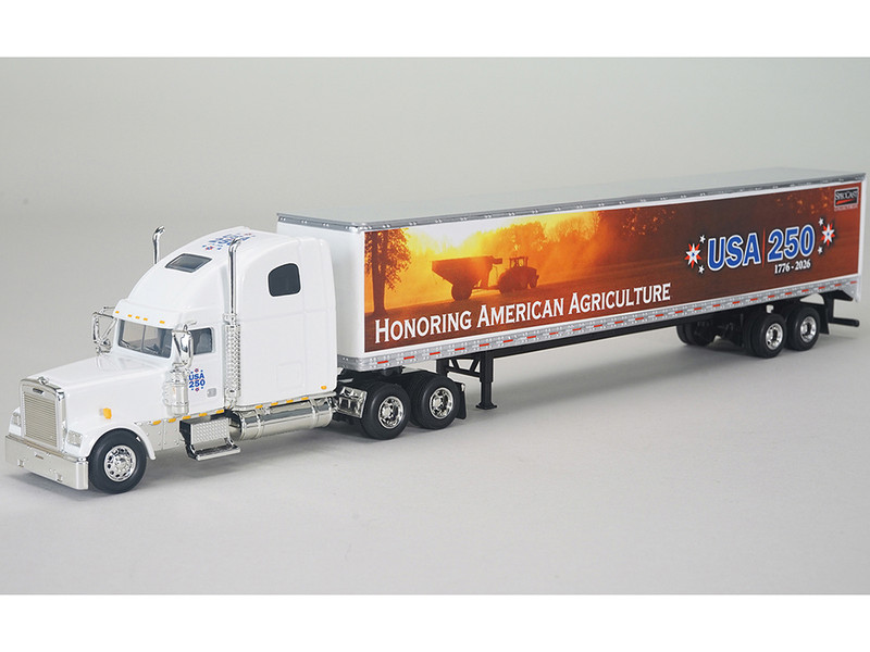 Freightliner Classic XL Sleeper Cab White with Trailer Honoring American Agriculture USA 250 1/64 Diecast Model SpecCast SC35595