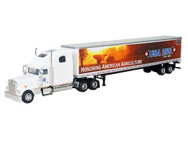 Freightliner Classic XL Sleeper Cab White with Trailer Honoring American Agriculture USA 250 1/64 Diecast Model SpecCast SC35595