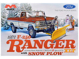 Skill 3 Model Kit 1972 Ford F 250 Ranger XLT Pickup Truck with Snow Plow 1/25 Scale Model Moebius MOE-2568