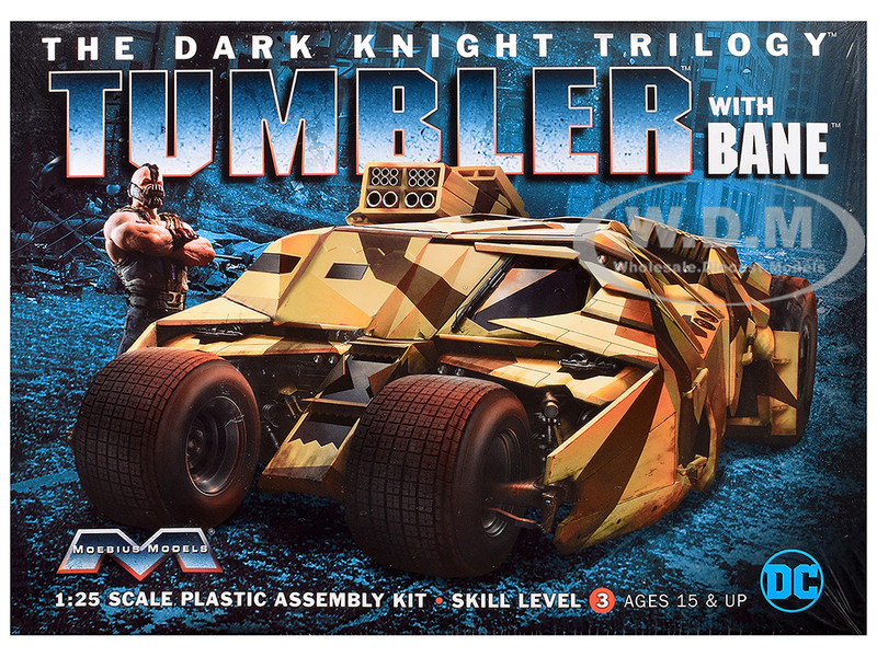 Skill 3 Model Kit Batmobile Tumbler with Bane Figure Batman Dark Knight Trilogy Movie Franchise 1/25 Scale Model Moebius MOE-967