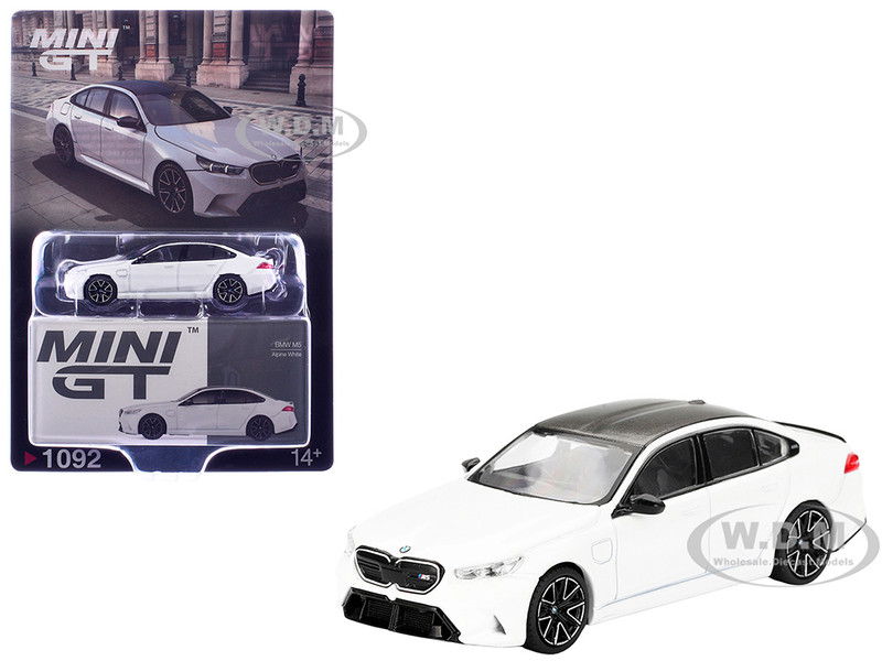 BMW M5 Alpine White with Carbon Top Limited Edition 1/64 Diecast Model Car Mini GT MGT01092