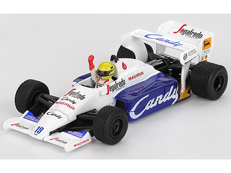 Toleman TG184 #19 Ayrton Senna 2nd Place Formula One F1 Monaco GP 1984 with Driver Figure Limited Edition 1/64 Diecast Model Car Mini GT MGT01118