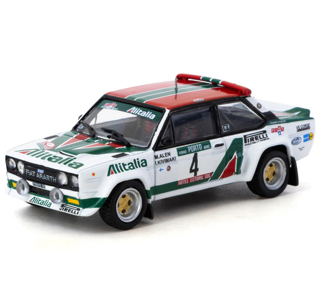 FIAT 131 ABARTH Rally #4 Markku Alen Ilkka Kivimaki Winner Rallye de Portugal Vinho do Porto 1978 Hobby64 Series 1/64 Diecast Model Tarmac Works T64-094-78RP04