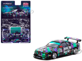 Nissan Skyline R32 Widebody RHD Right Hand Drive #87 HKS Designed by Jon Sibal Black with Graphics with Tarmac Cards Global64 Series 1/64 Diecast Model Tarmac Works T64G-061-HKS