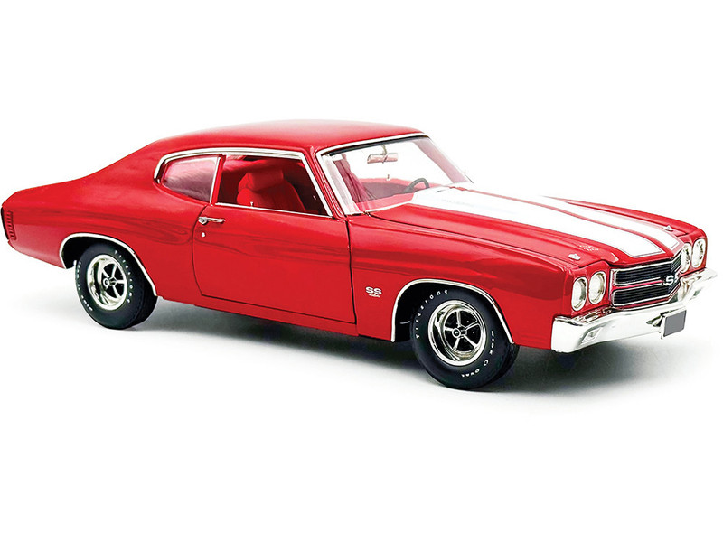 1970 Chevrolet Chevelle SS 454 LS6 Cranberry Red with White Stripes and Red Interior Limited Edition to 454 pieces Worldwide 1/18 Diecast Model Car ACME A1805530