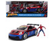 Porsche 911 GT3 RS 992 Red and Blue with Graphics and Spider Man Diecast Figure Marvel Spider Man Hollywood Rides Series 1/24 Diecast Model Car Jada 37442 Porsche 911 GT3 RS 992 Red and Blue with Graphics and Spider Man Diecast Figure Marvel Spider Man Hollywood Rides Series 1/24 Diecast Model Car Jada 37442