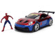 Porsche 911 GT3 RS 992 Red and Blue with Graphics and Spider Man Diecast Figure Marvel Spider Man Hollywood Rides Series 1/24 Diecast Model Car Jada 37442 Porsche 911 GT3 RS 992 Red and Blue with Graphics and Spider Man Diecast Figure Marvel Spider Man Hollywood Rides Series 1/24 Diecast Model Car Jada 37442